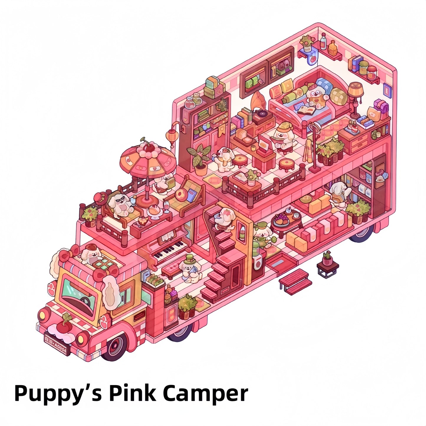 Critter Caravan 3D Sticker | 4 Cute Miniature Scenes