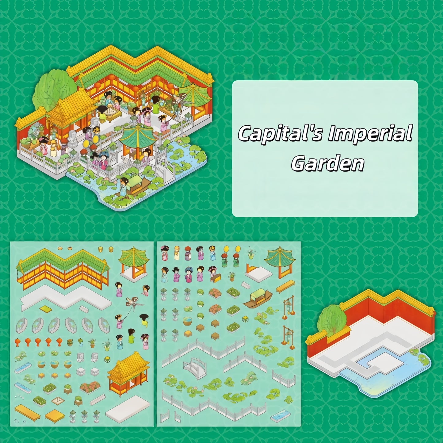 Rites, Music, Books & Feasts 3D Sticker | 4 Cute Miniature Scenes