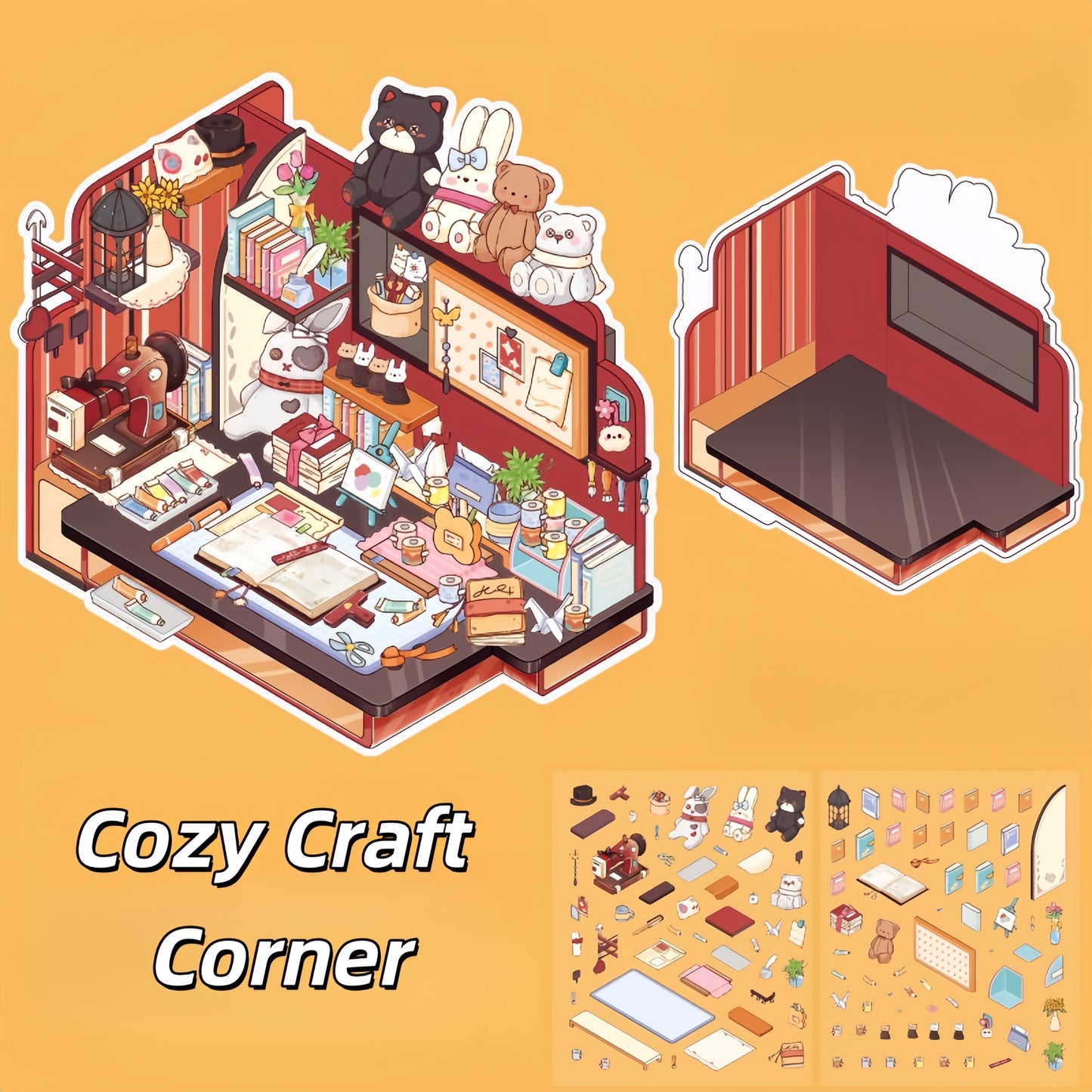 Dreamy Corners 3D Sticker | 4 Cute Miniature Scenes