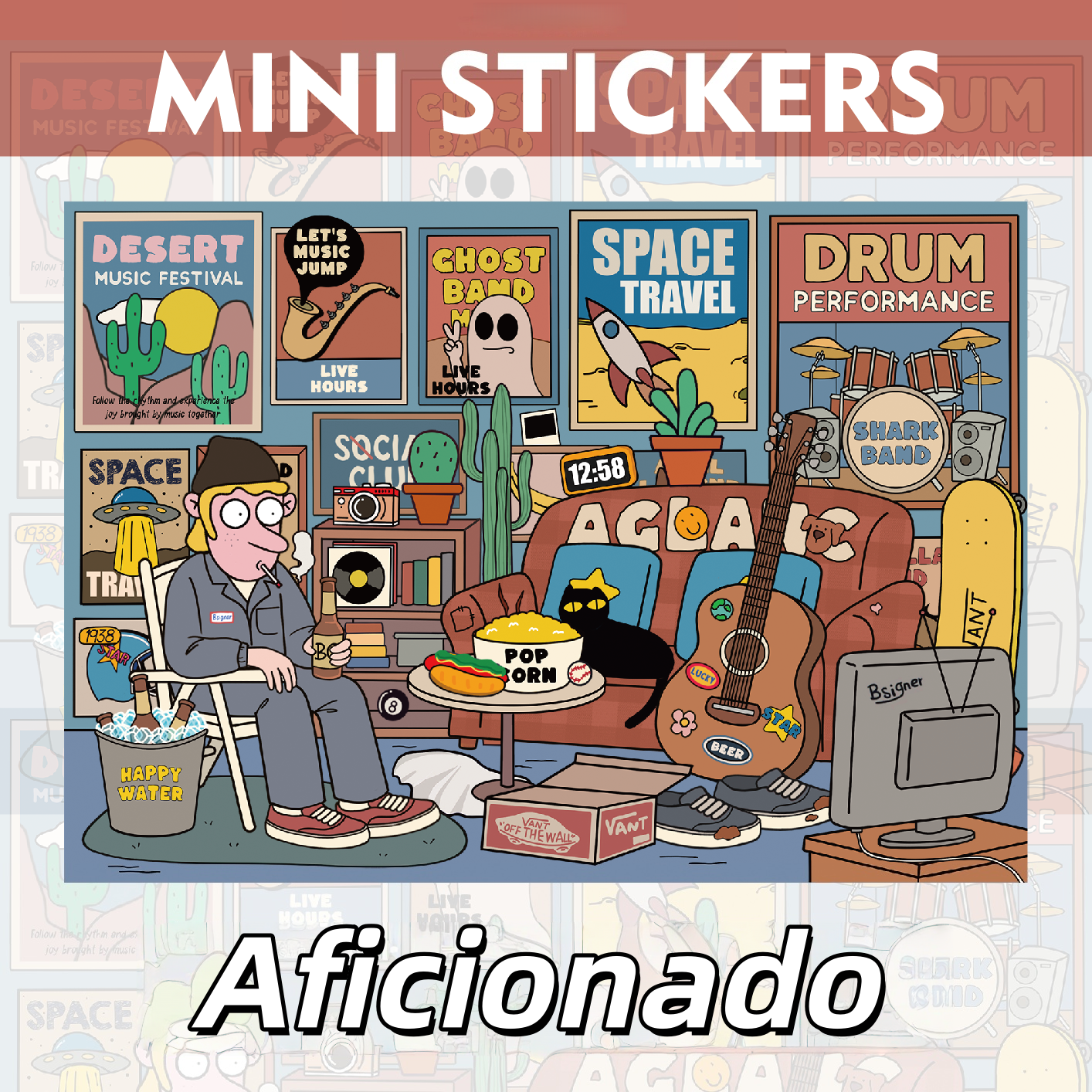 American Retro 3D Sticker | 4 Cute Miniature Scenes