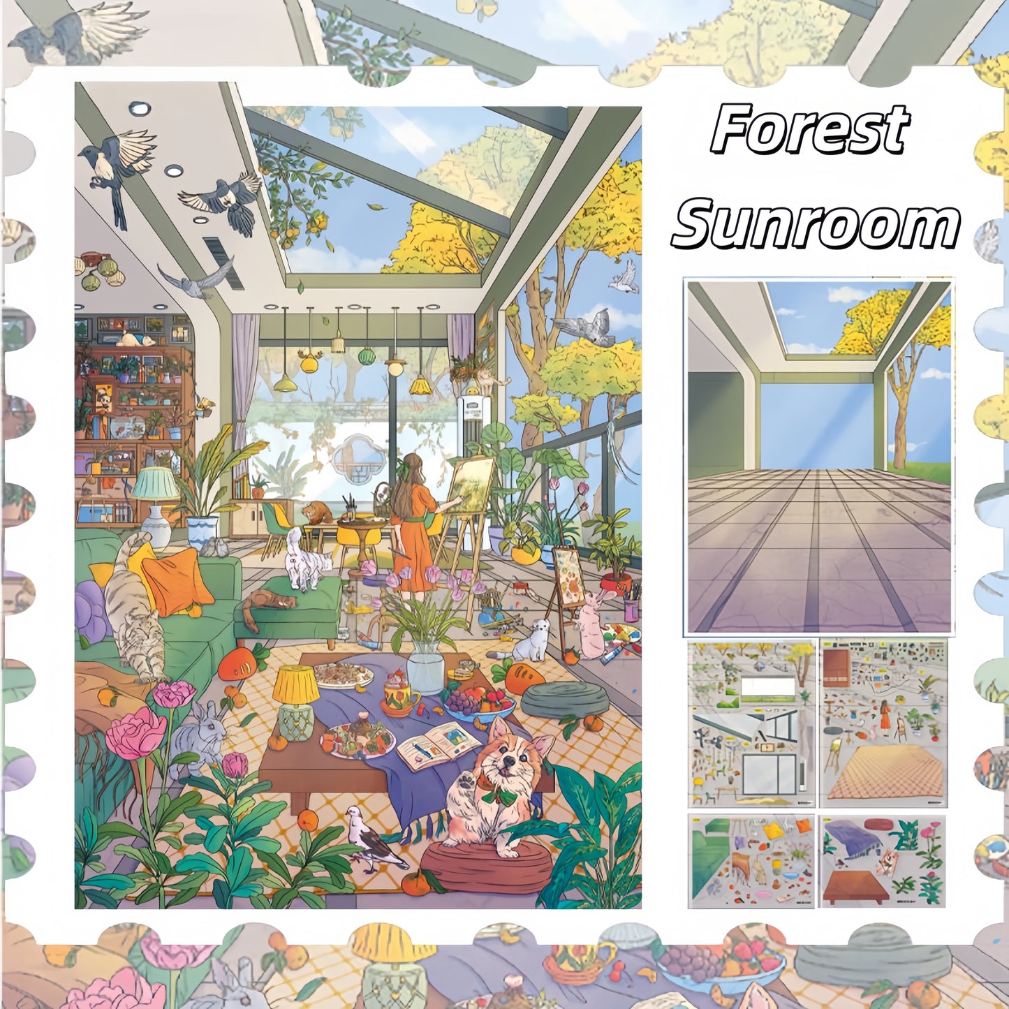 Sunlit Retreats 3D Sticker | 2 Cute Miniature Scenes