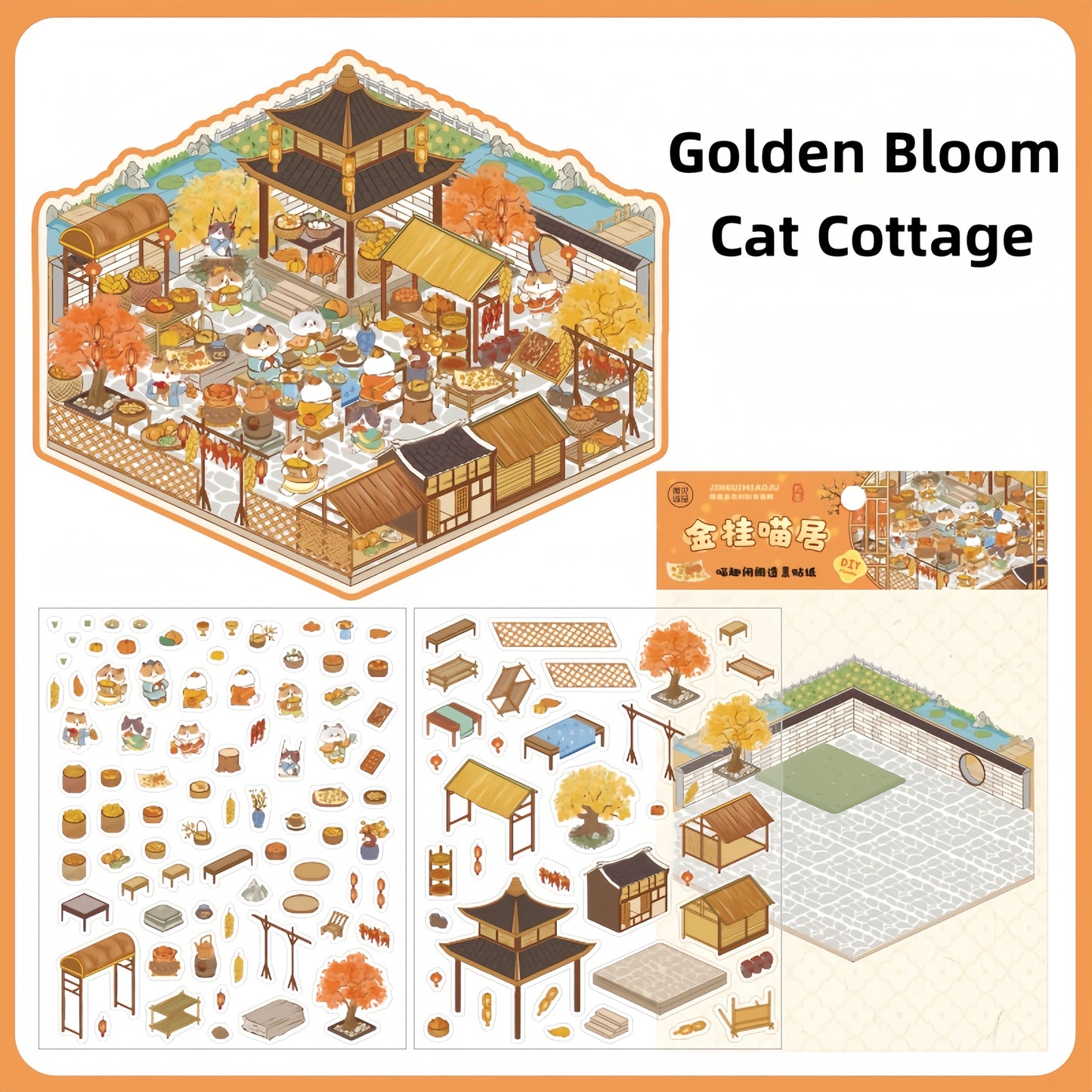 Purrfect Seasons 3D Sticker | 4 Cute Miniature Scenes