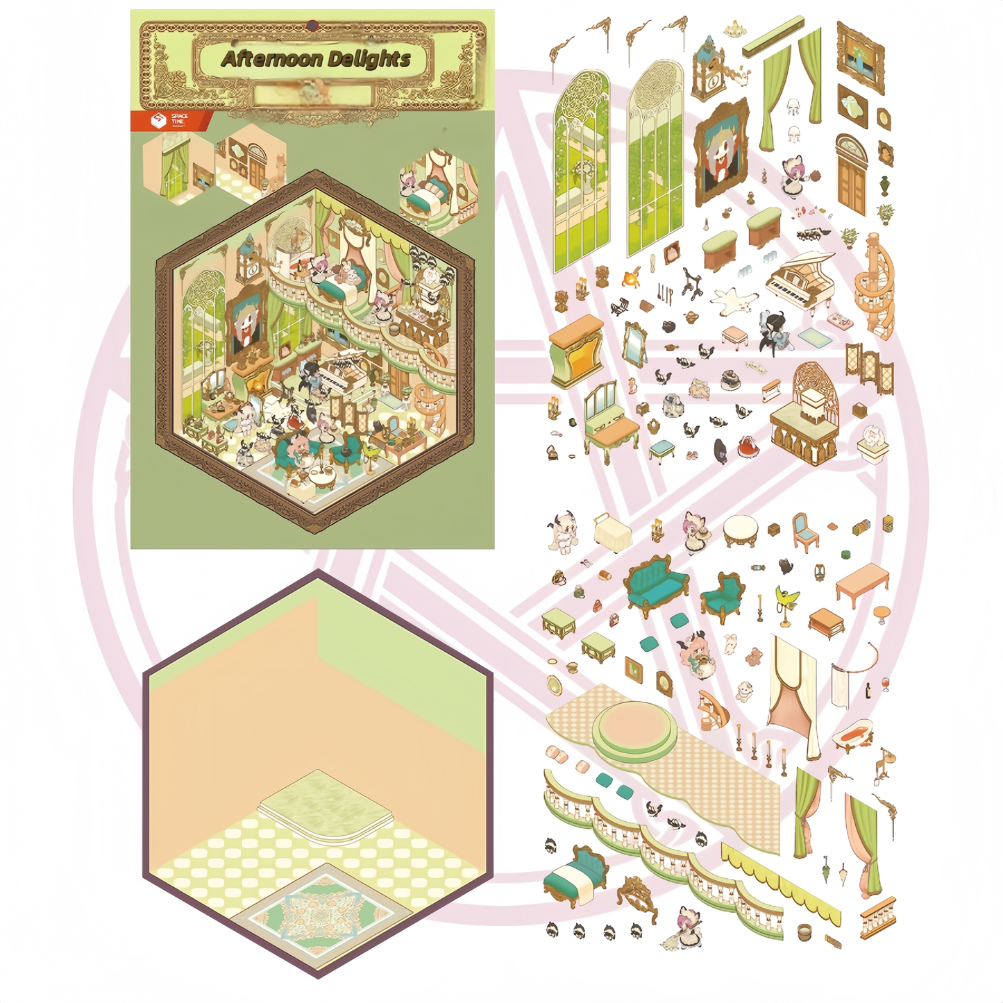 Wolfe Manor Tales 3D Sticker | 4 Cute Miniature Scenes