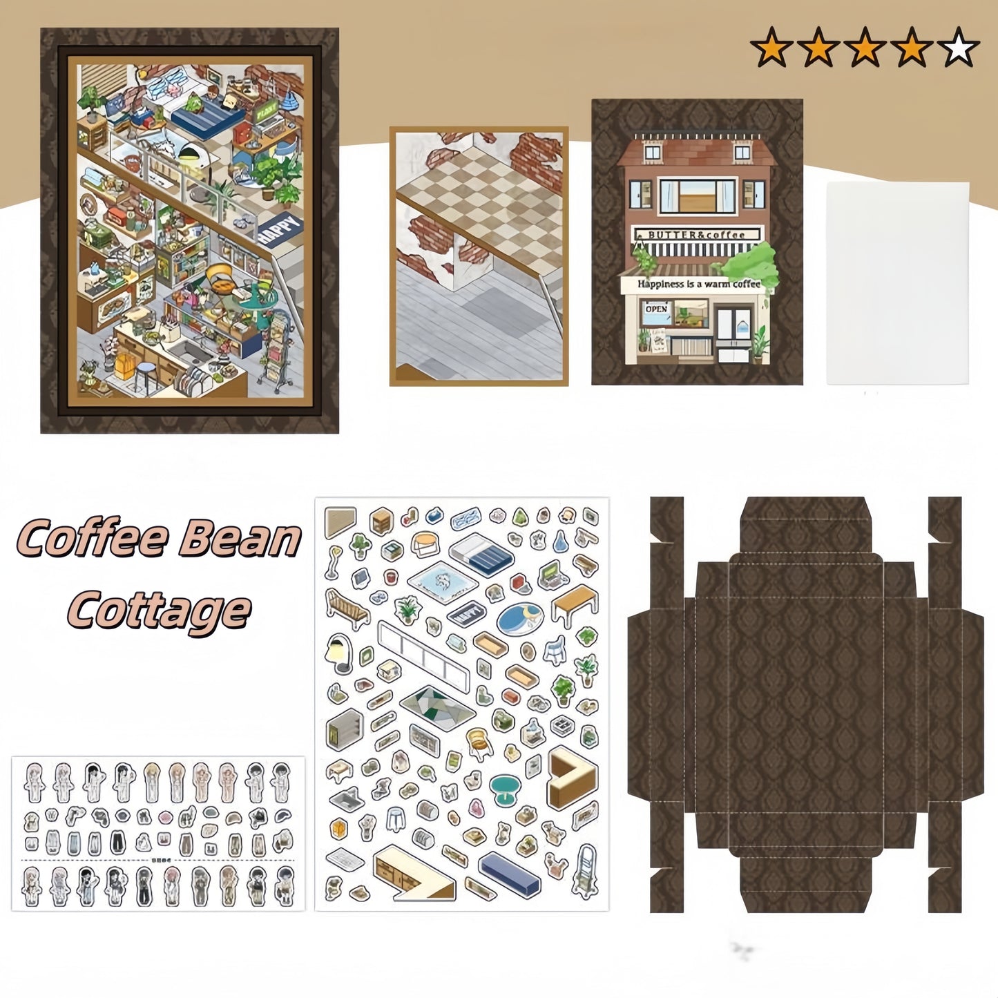 Lilliputian Series 3D Sticker | 4 Cute Miniature Scenes