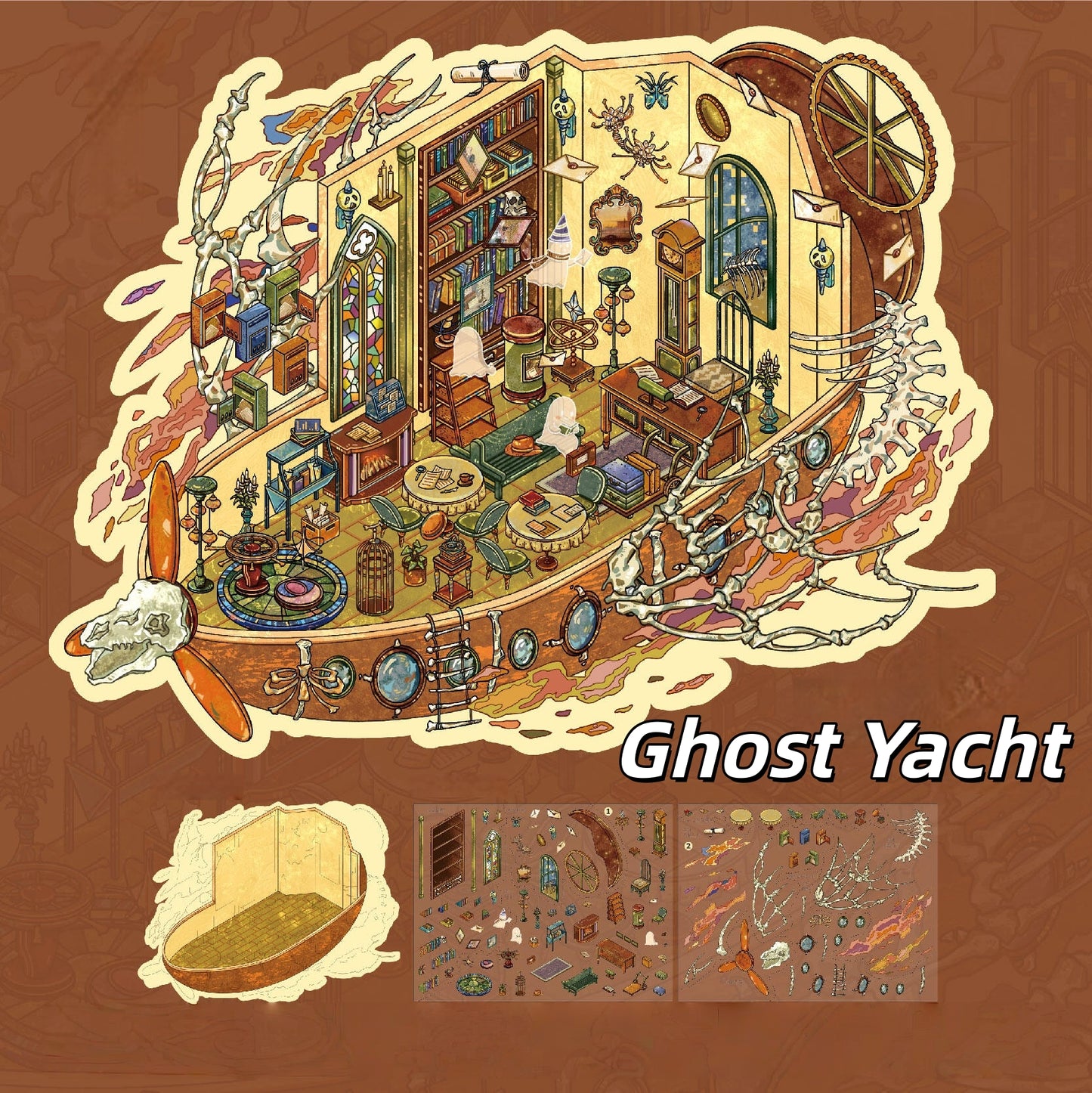 Boneward Voyage 3D Sticker | 2 Cute Miniature Scenes