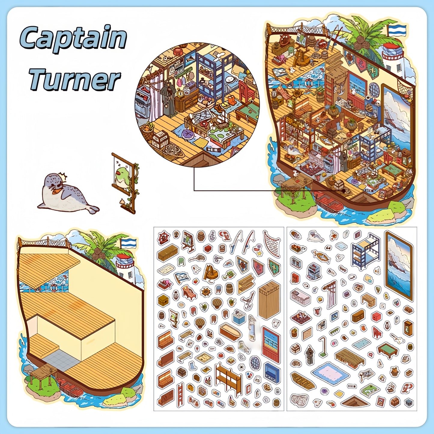 Little Corner 3D Sticker | 4 Cute Miniature Scenes