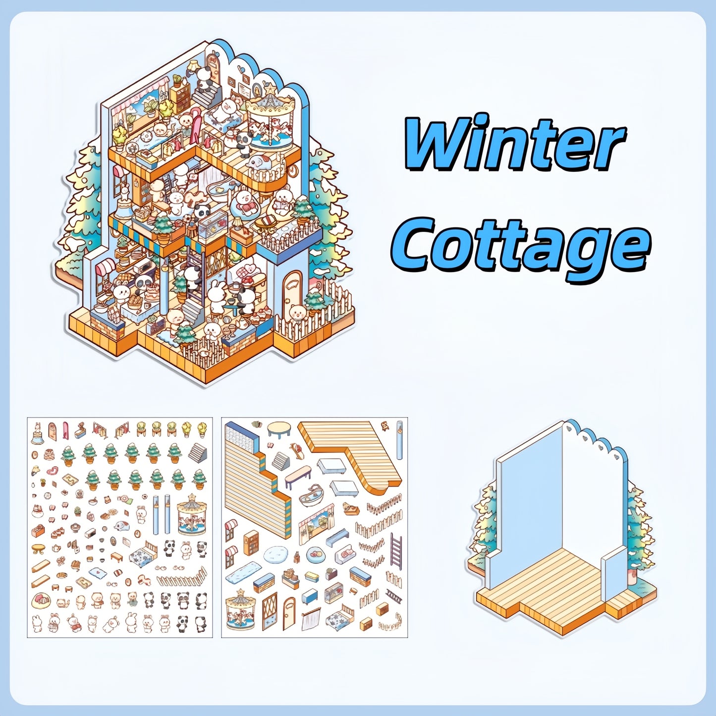Four Seasons House 3D Sticker | 4 Cute Miniature Scenes