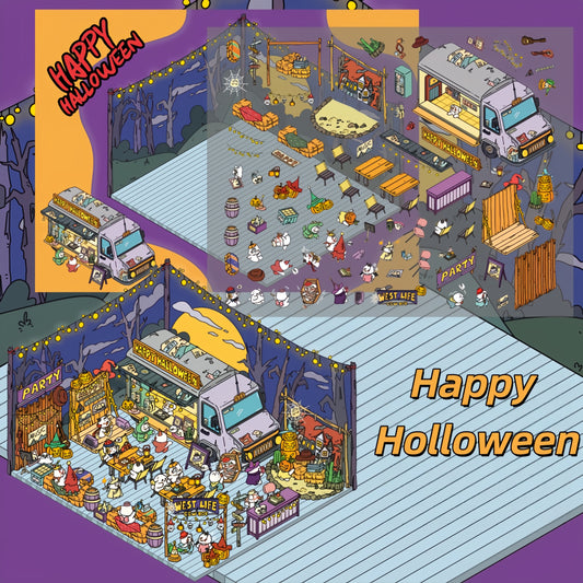 Happy Festival 3D Sticker | 2 Cute Miniature Scenes