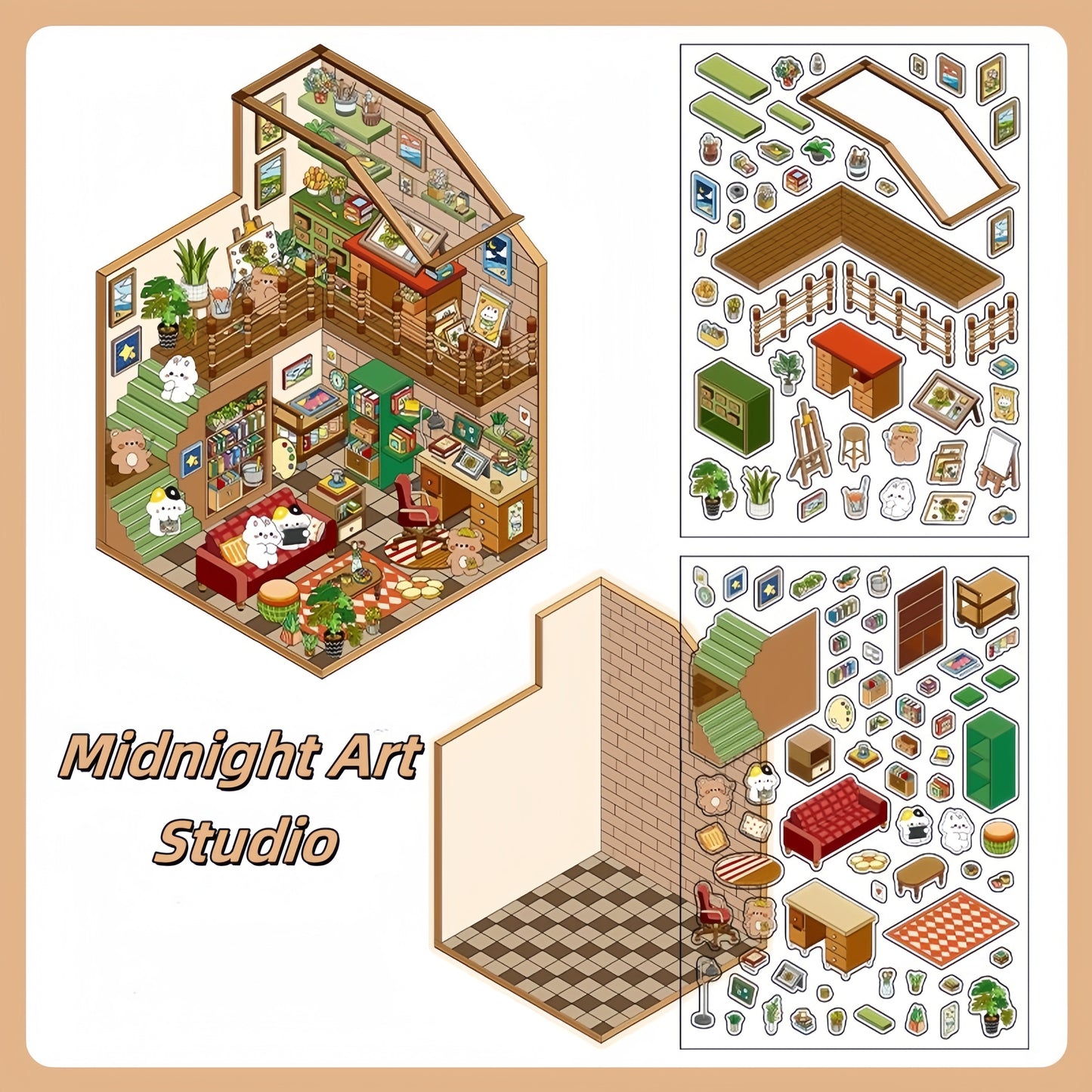 Little Dream House 3D Sticker | 4 Cute Miniature Sticker