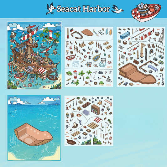 Seacat World 3D Sticker | 6 Cute Miniature Scenes