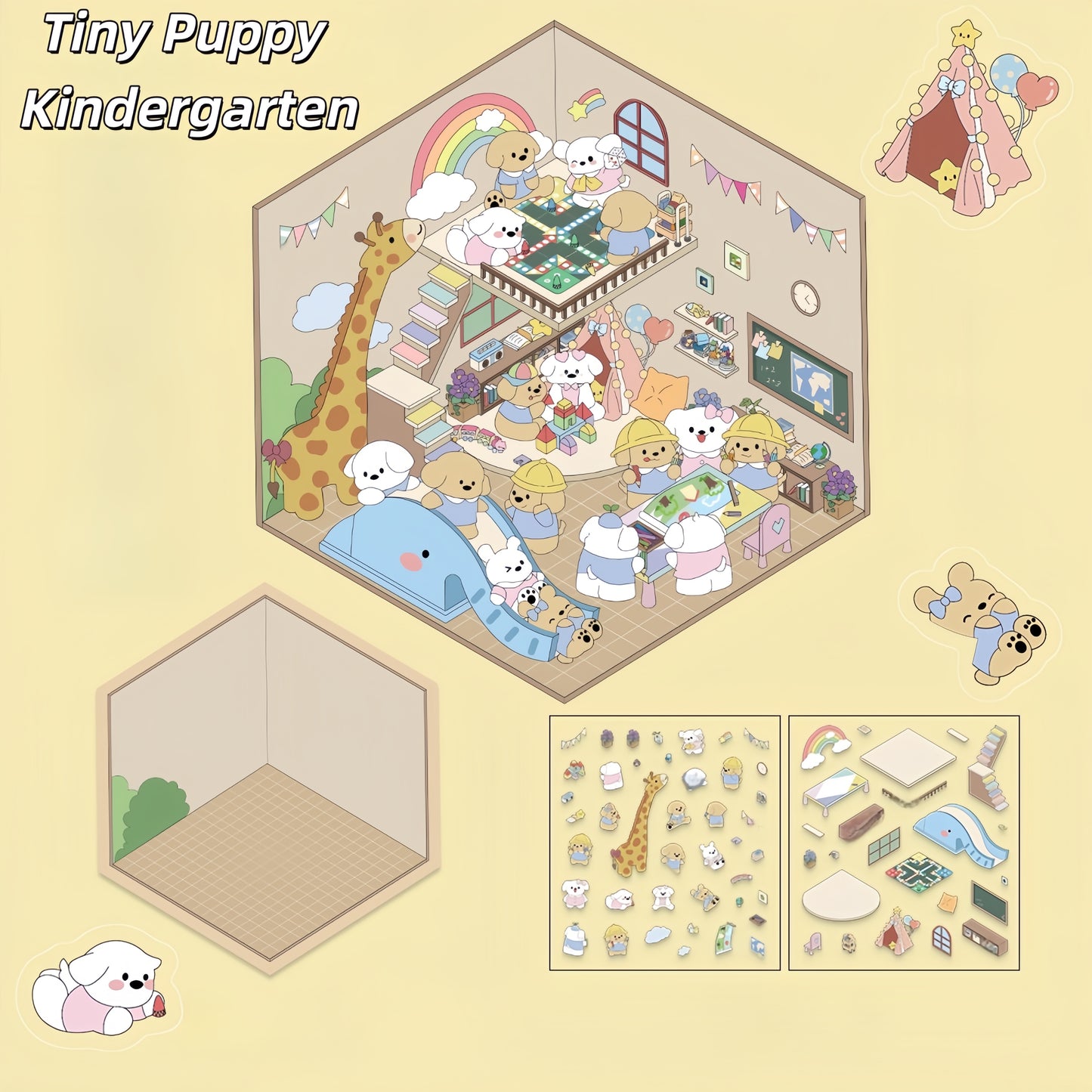 Tiny Animal Wonders 3D Sticker | 4 Cute Miniature Scenes