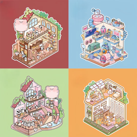 Little Wonder Rooms 3D Sticker | 4 Cute Miniature Scenes