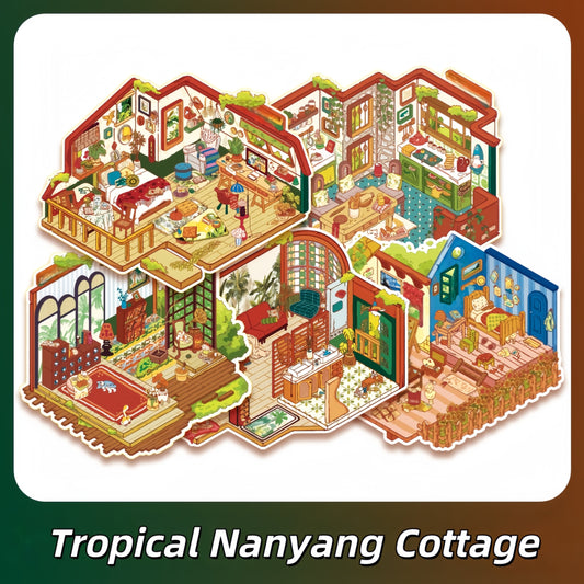 Tropical Nanyang Cottage 3D Sticker | 5 Cute Miniature Scenes