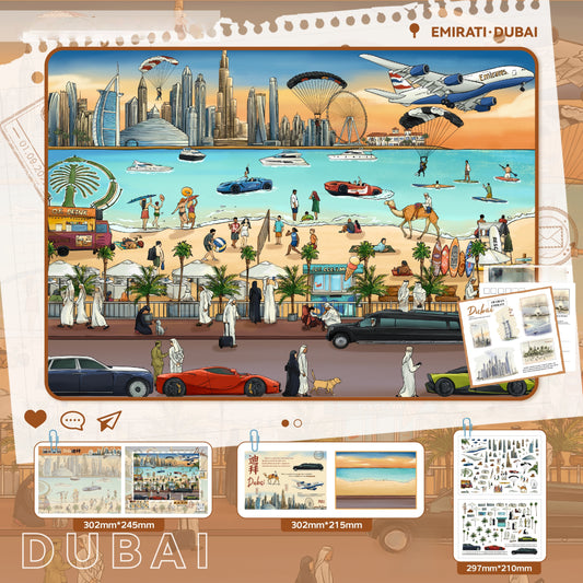 World Voyage 3D Sticker | 4 Cute Miniature Scenes