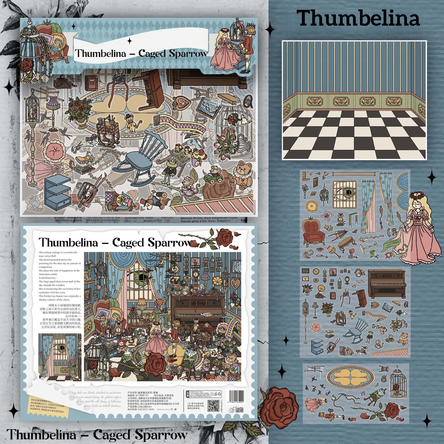 Dark Fairy Tale 3D Sticker | 4 Cute Miniature Scenes