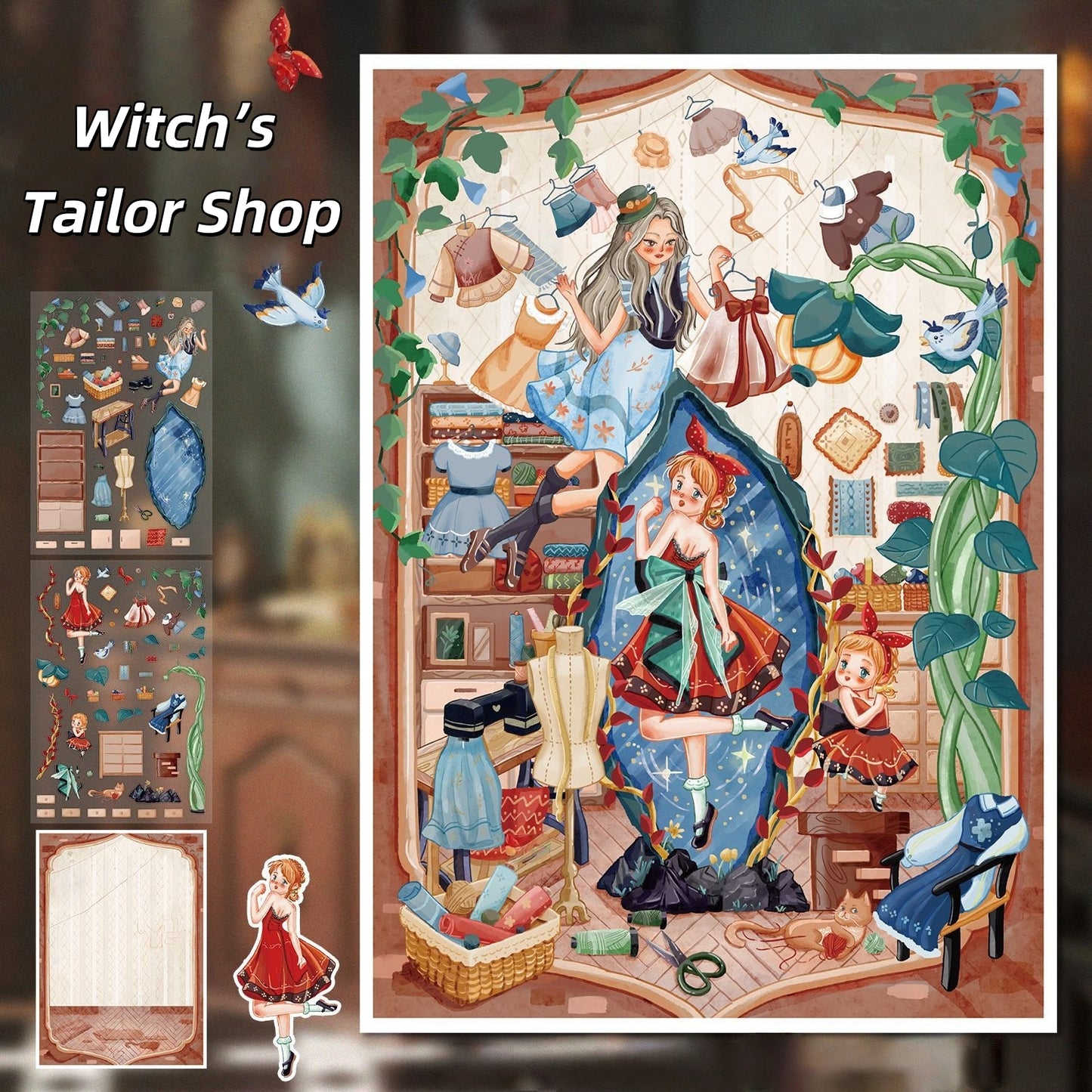 Witchy Whispers 3D Sticker | 4 Cute Miniature Scenes
