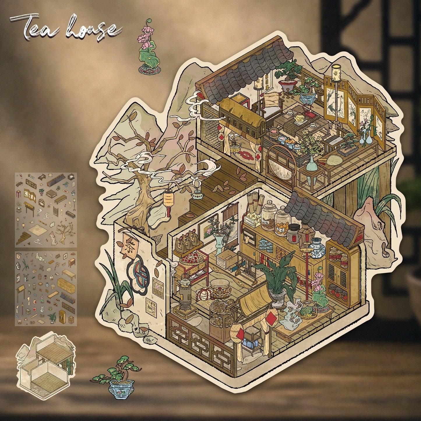 Little Whimsy Cottage 3D Sticker | 4 Cute Miniature Scenes