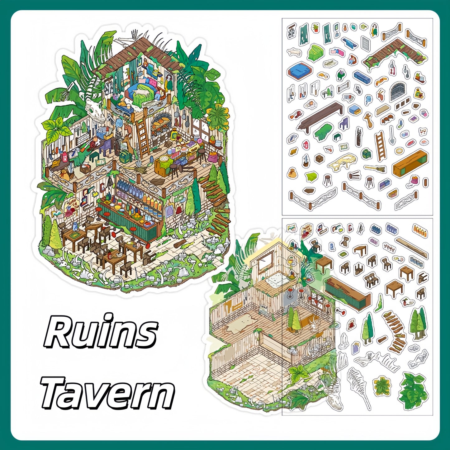 Curious Realms 3D Sticker | 4 Cute Miniature Scenes