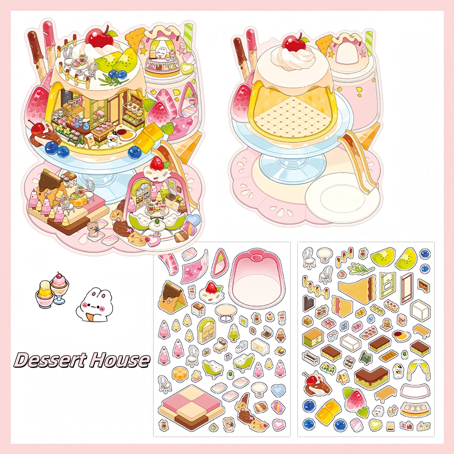 Tiny Shops 3D Sticker | 4 Cute Miniature Scenes