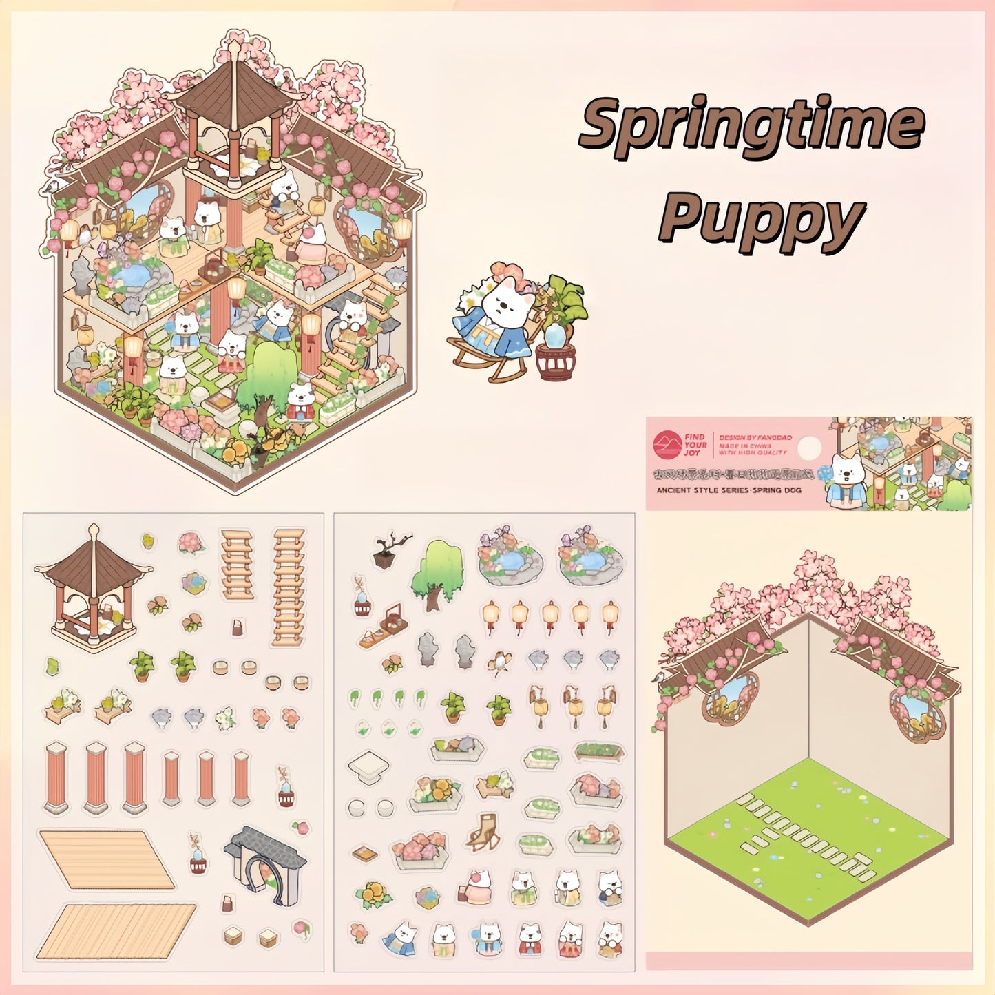 Ancient Seasons Tale 3D Sticker | 4 Cute Miniature Scenes