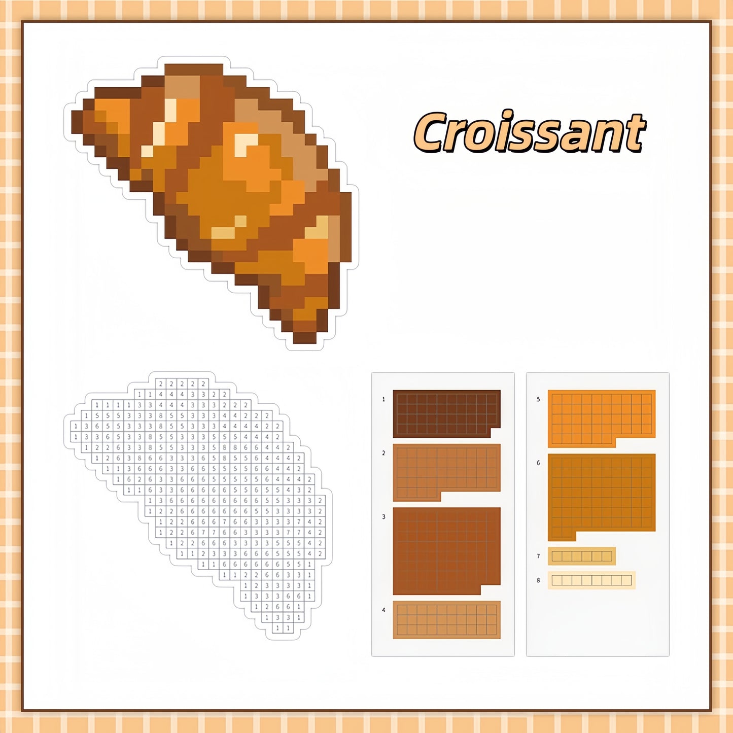 Food Pixel Bead Sticker | 6 Cute Miniature Scene
