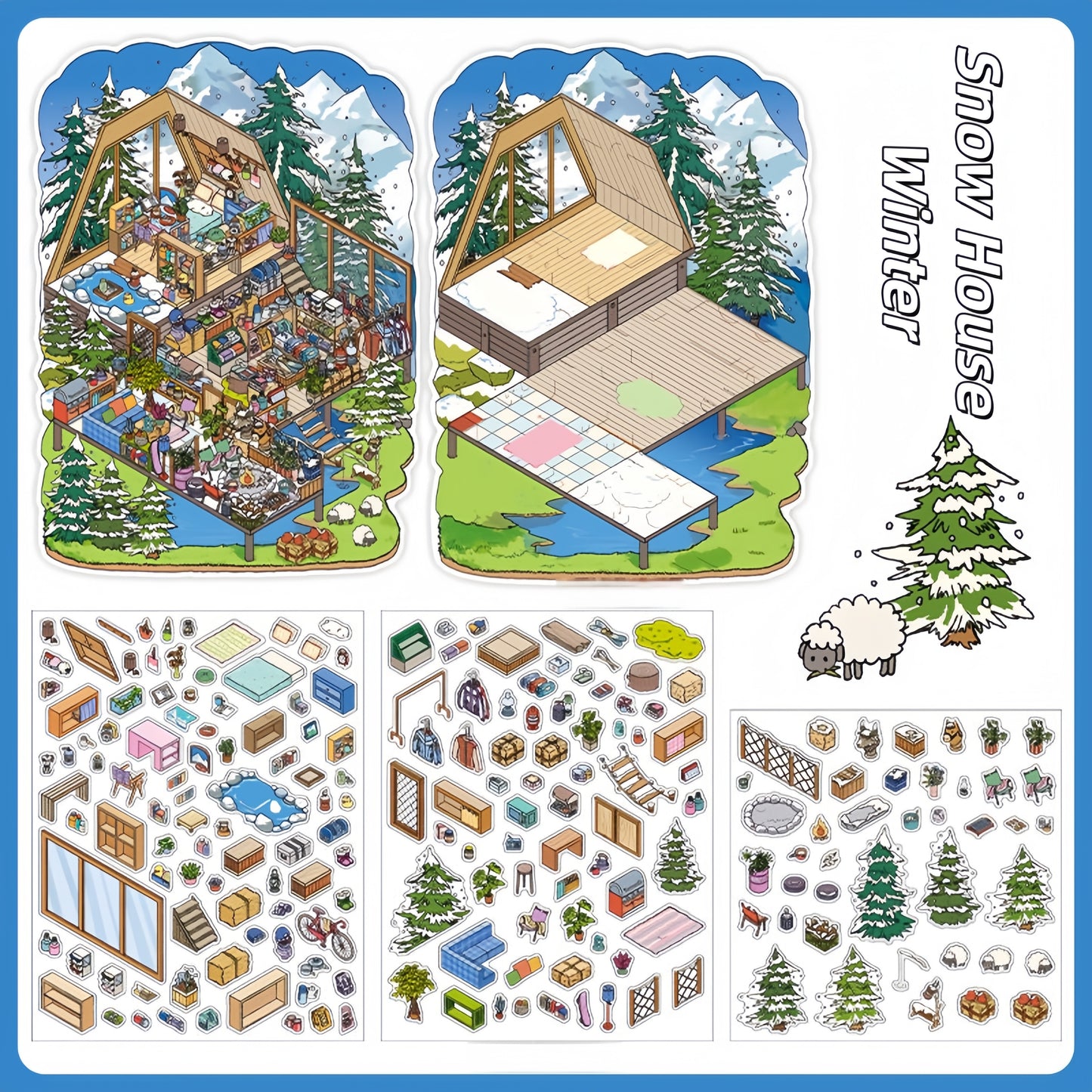 Four Seasons Retreat 3D Sticker | 4 Cute Miniature Scenes