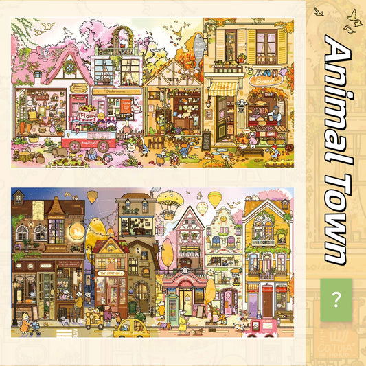 Animal Town 3D Sticker | 2 Cute Miniature Scenes