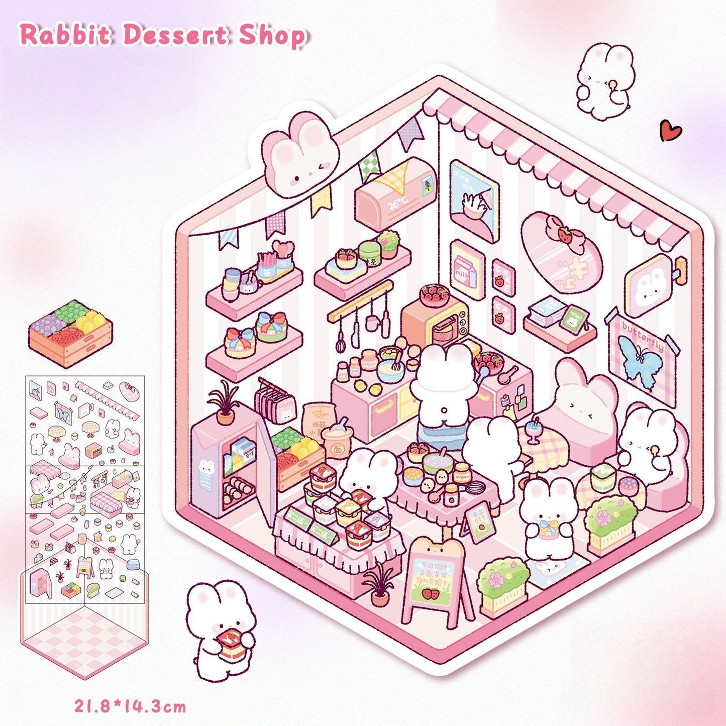 Paws Shop 3D Sticker | 4 Cute Miniature Scenes