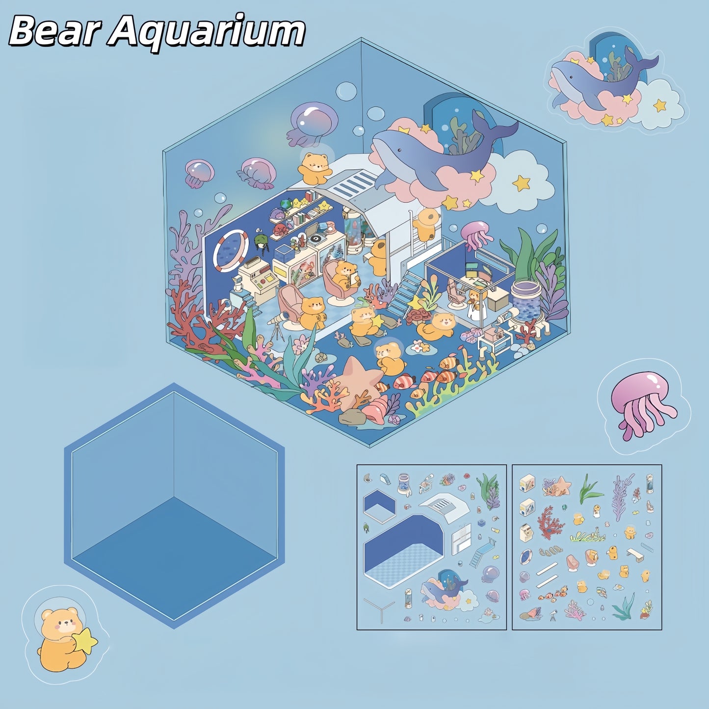 Tiny Animal Wonders 3D Sticker | 4 Cute Miniature Scenes
