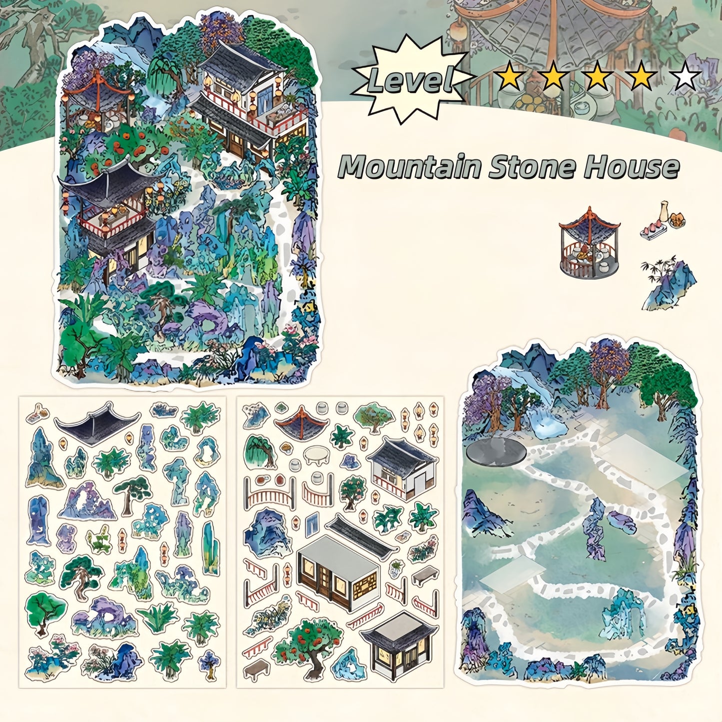 Poetic Dwelling 3D Sticker | 4 Cute Miniature Scenes