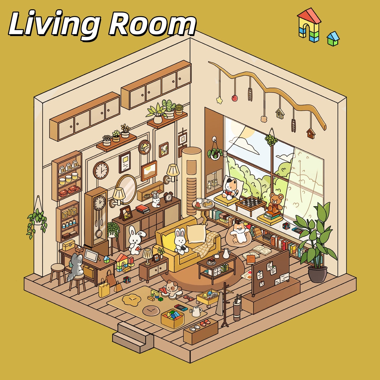 Life Party 3D Sticker Scenes | 4 Cute Miniature Sticker
