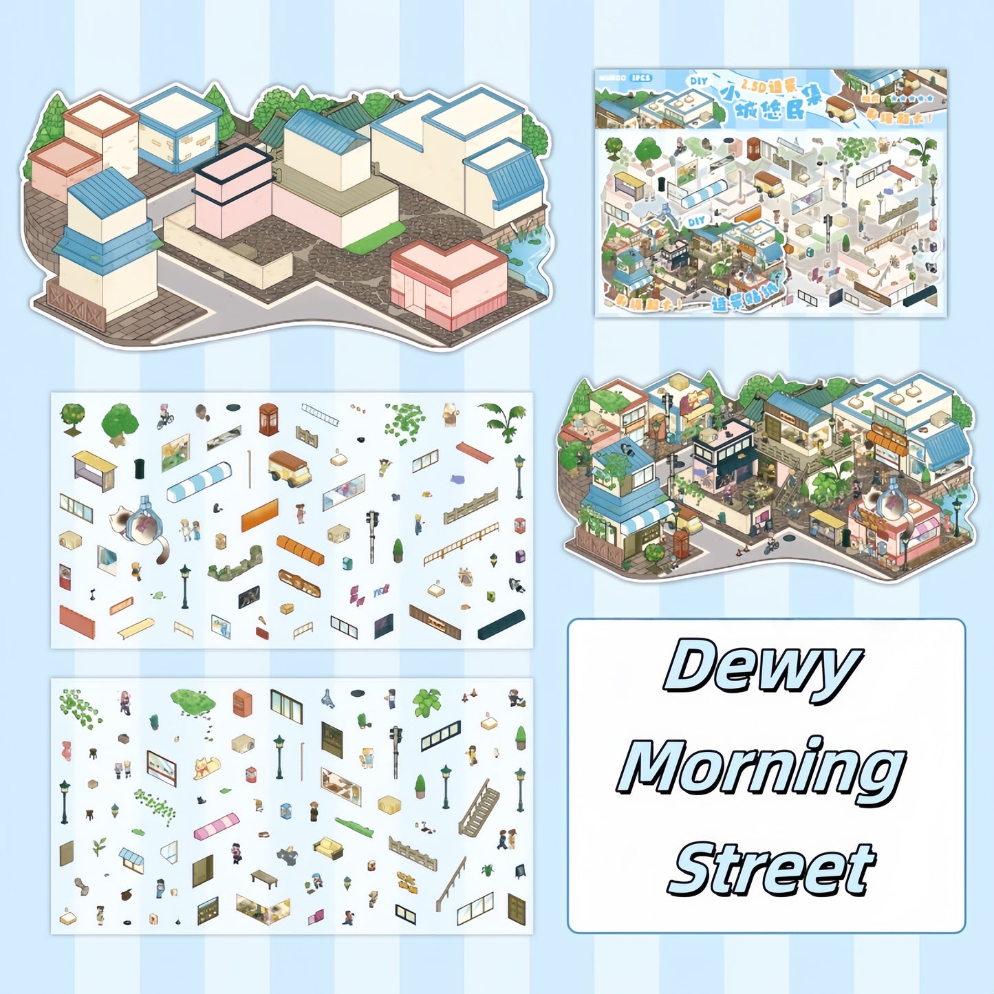 Tiny Cozy Town 3D Sticker | 4 Cute Miniature Scenes