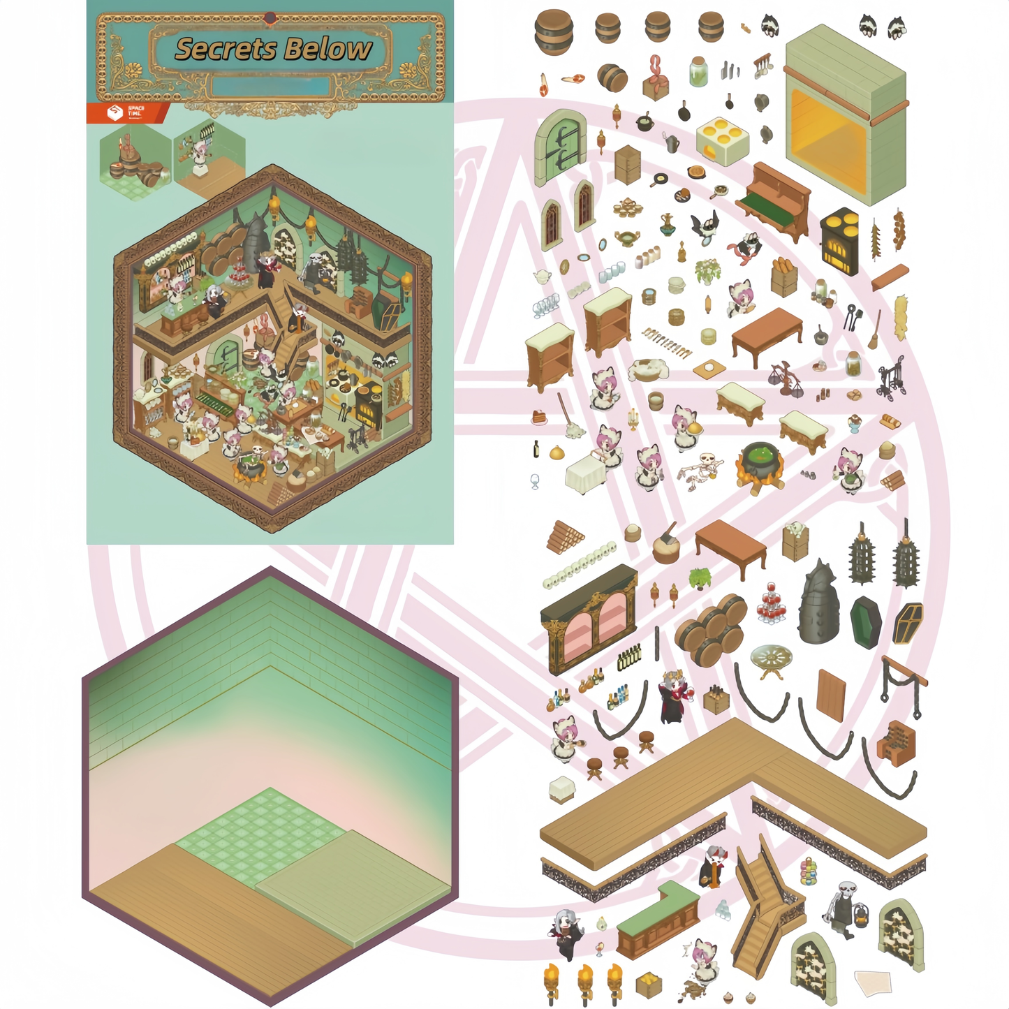 Wolfe Manor Tales 3D Sticker | 4 Cute Miniature Scenes
