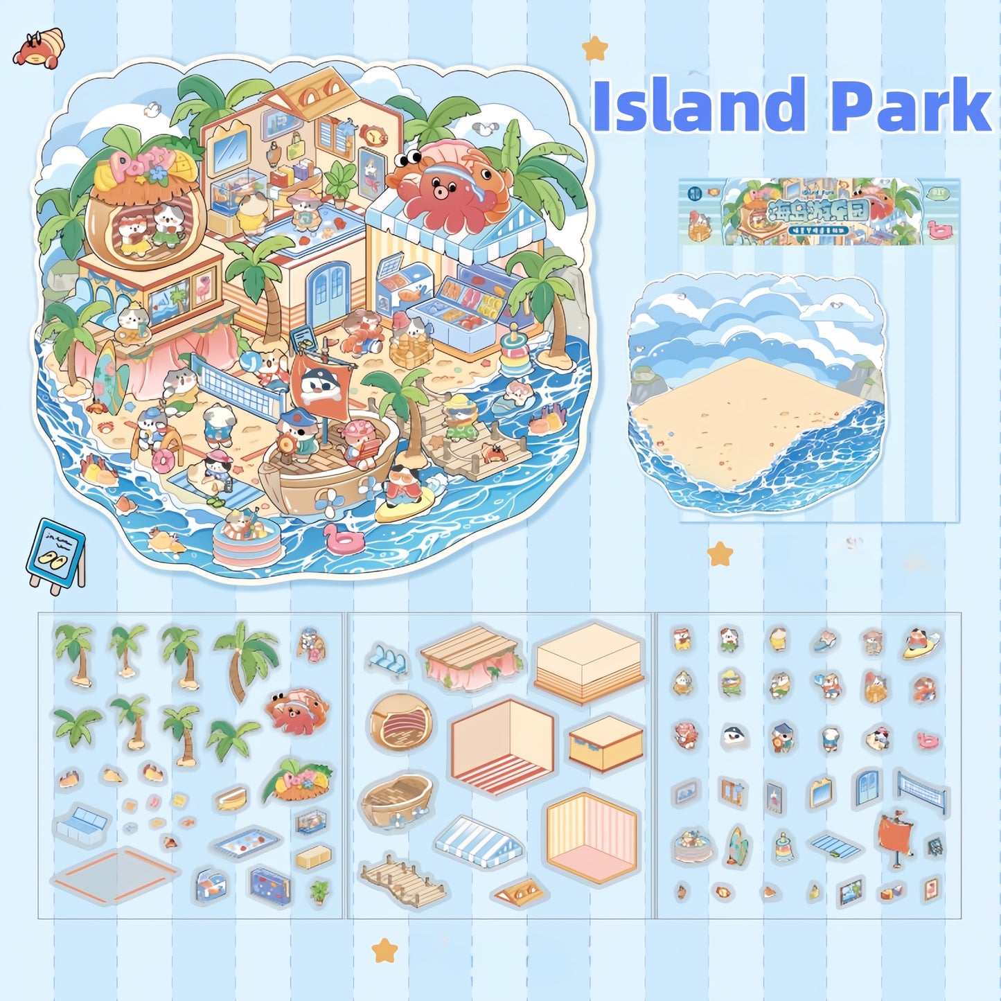Mystic Meowlands 3D Sticker | 4 Cute Miniature Scenes