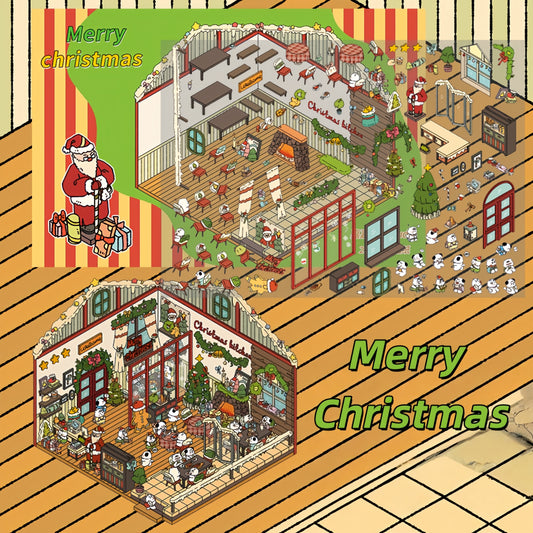 Happy Festival 3D Sticker | 2 Cute Miniature Scenes