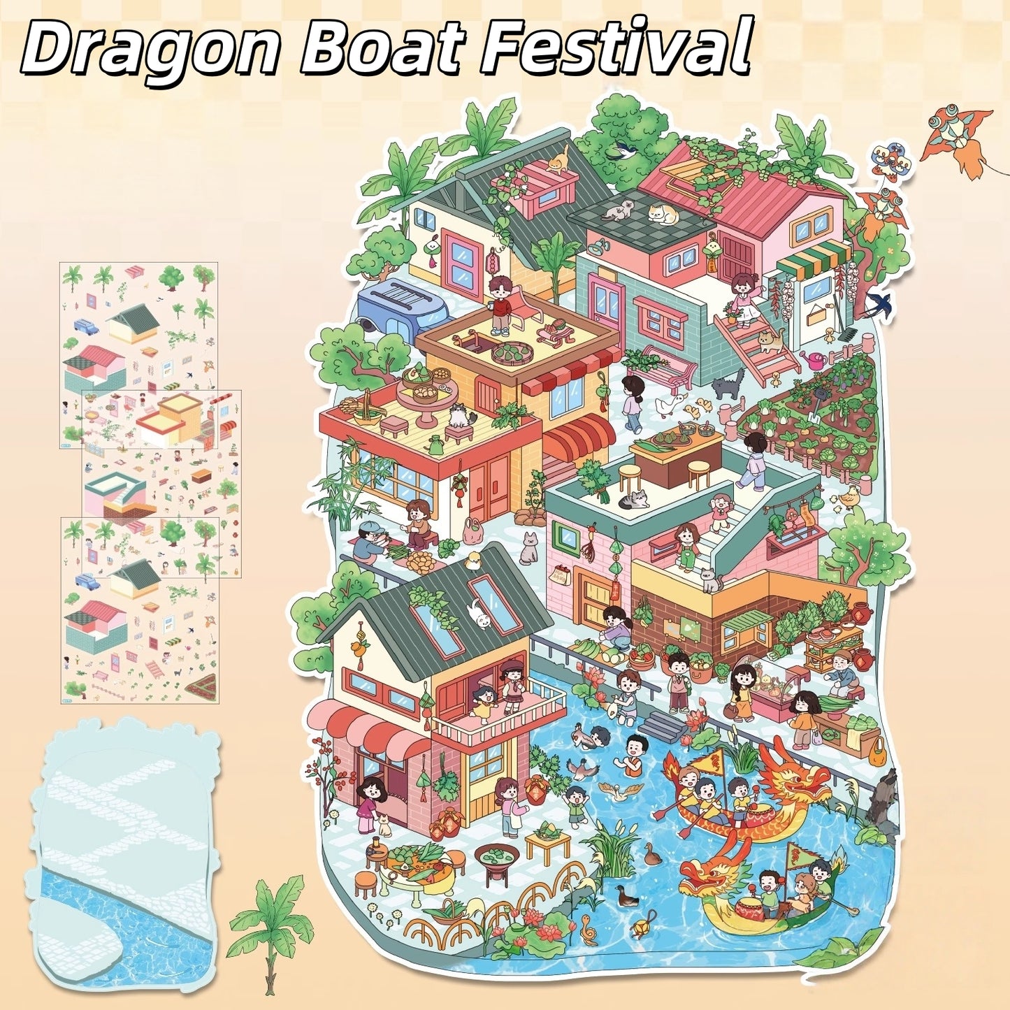 Chinese Festival 3D Sticker | 6 Cute Miniature Scenes