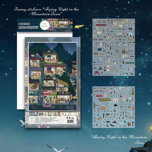 Four Seasons Town 3D Sticker | 4 Cute Miniature Scenes