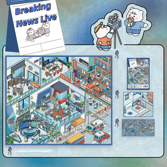 Simulation Management 3D Sticker | 4 Cute Miniature Scenes