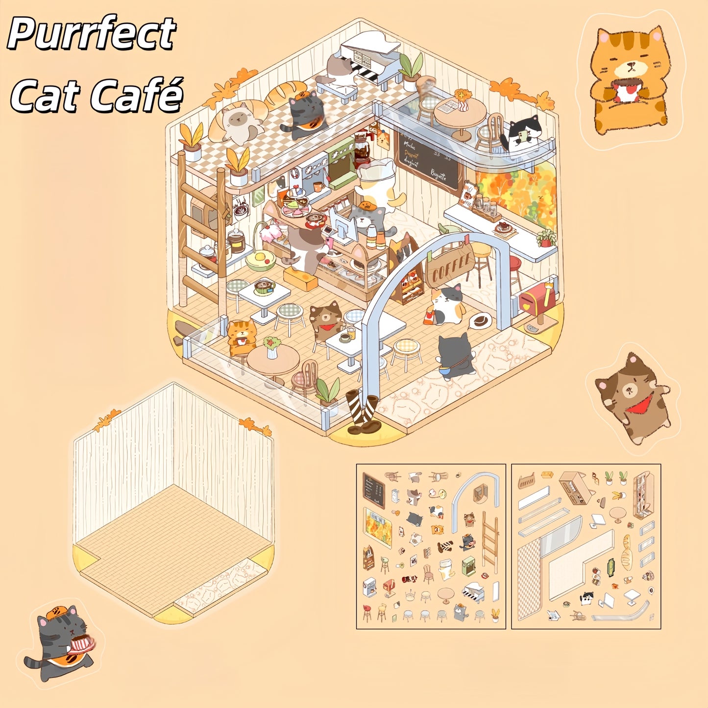 Tiny Animal Wonders 3D Sticker | 4 Cute Miniature Scenes