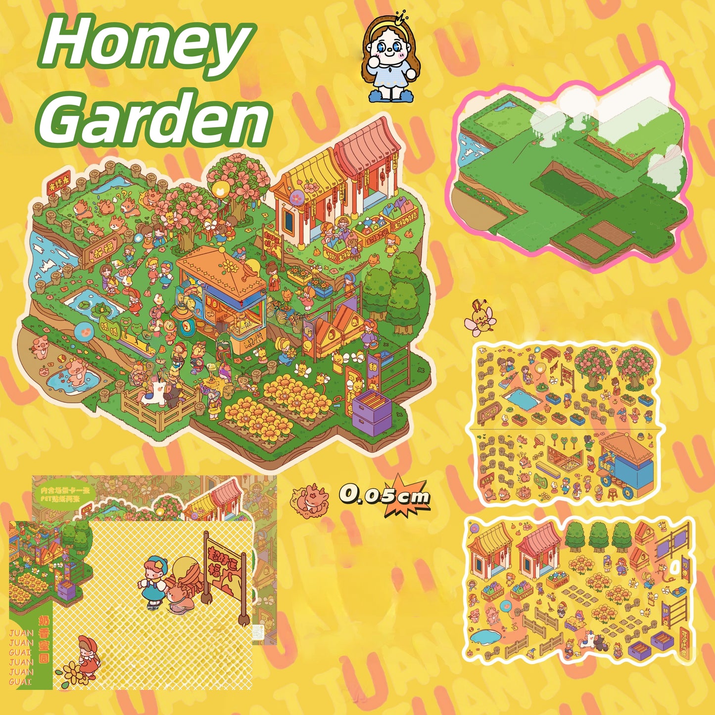 Milky Fragrace Town 3D Sticker | 3 Cute Miniature Scenes