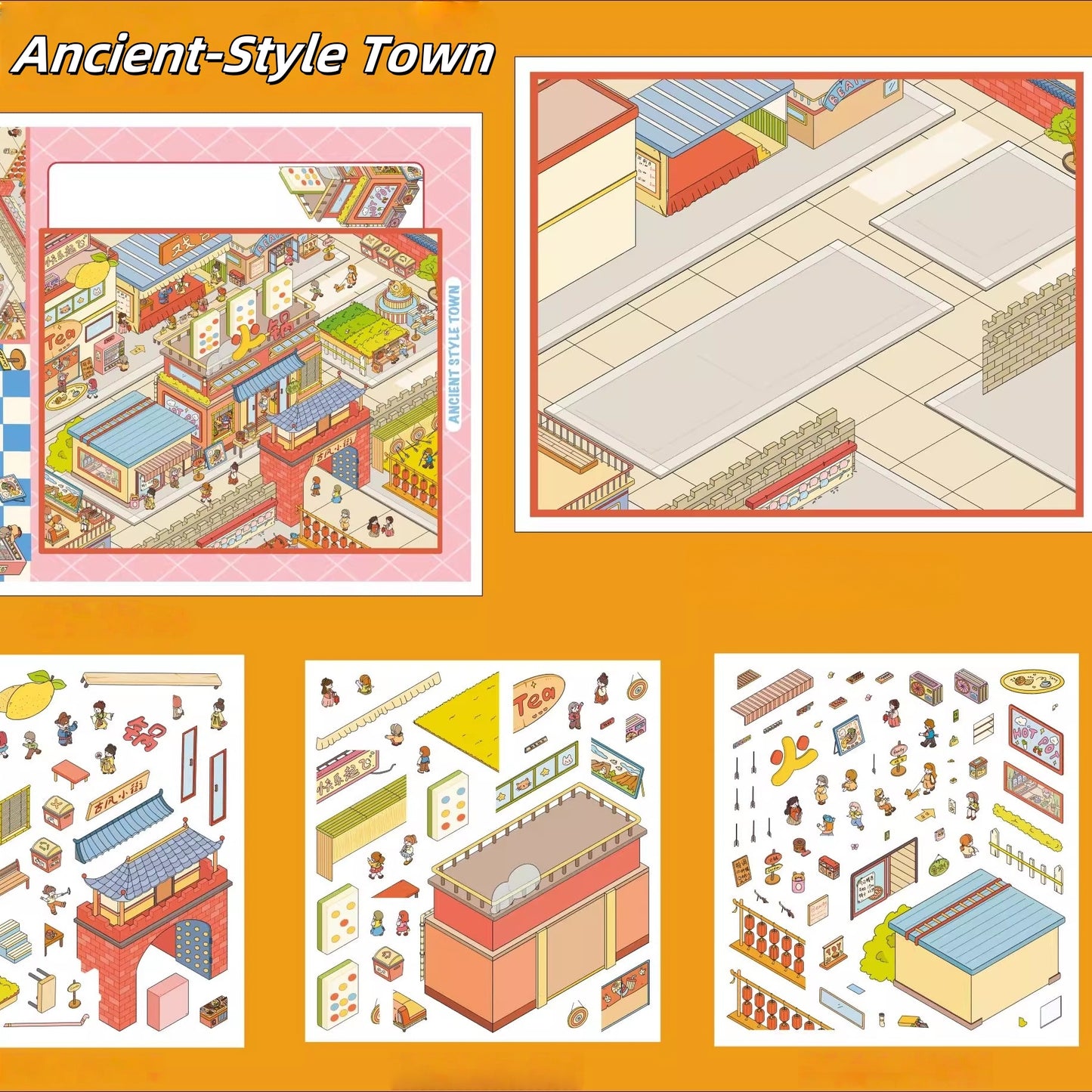 Old Times 3D Sticker | 2 Cute Miniature Scenes