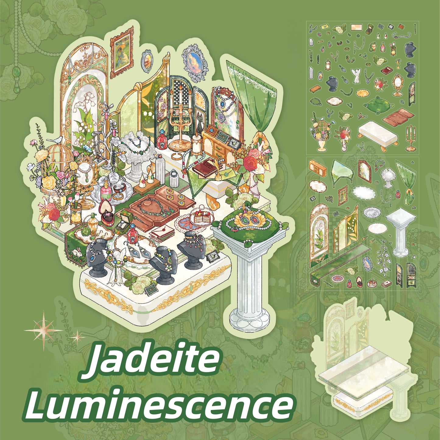 Gilded Encounter 3D Sticker | 2 Cute Miniature Scenes