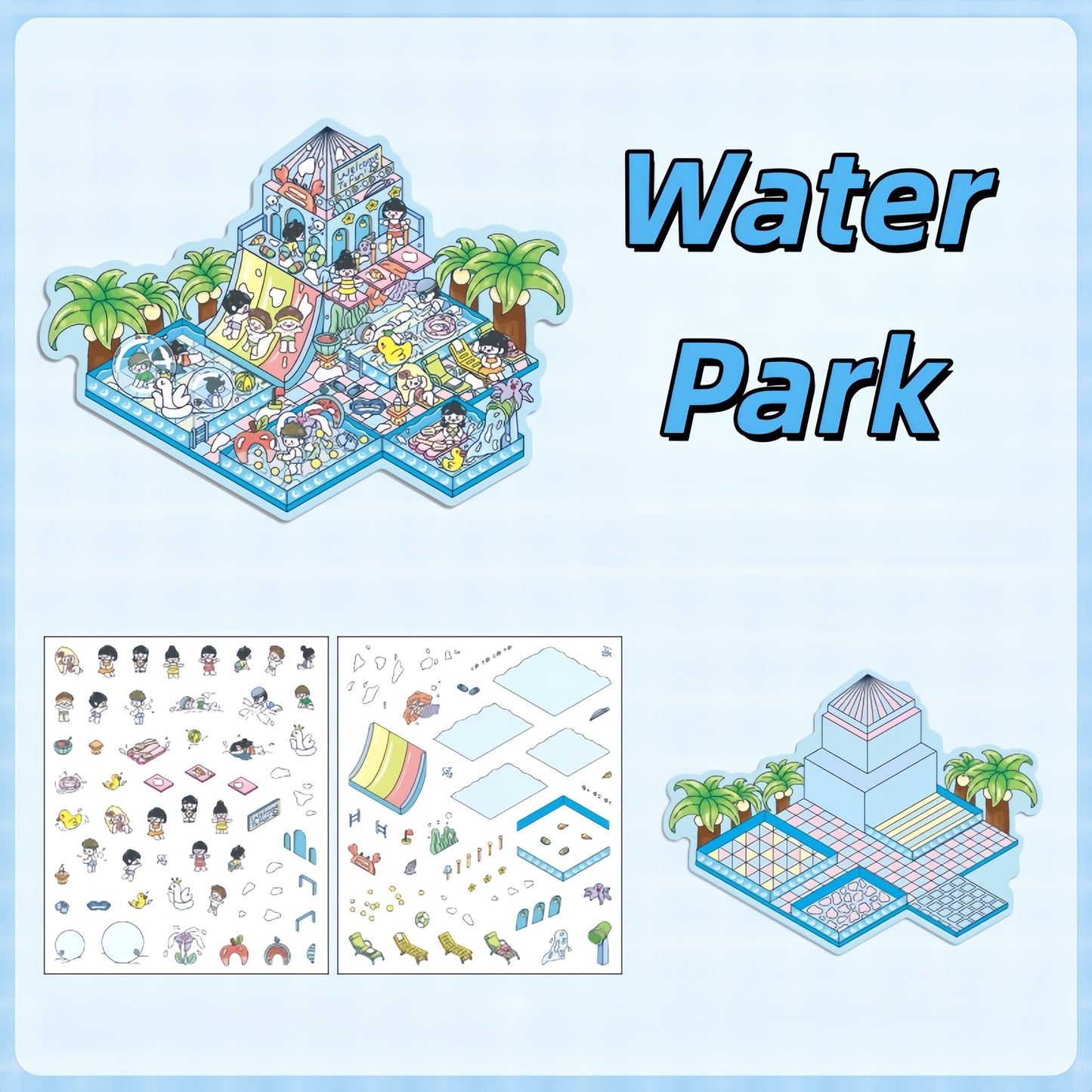 Four Seasons Funland 3D Sticker | 4 Cute Miniature Scenes