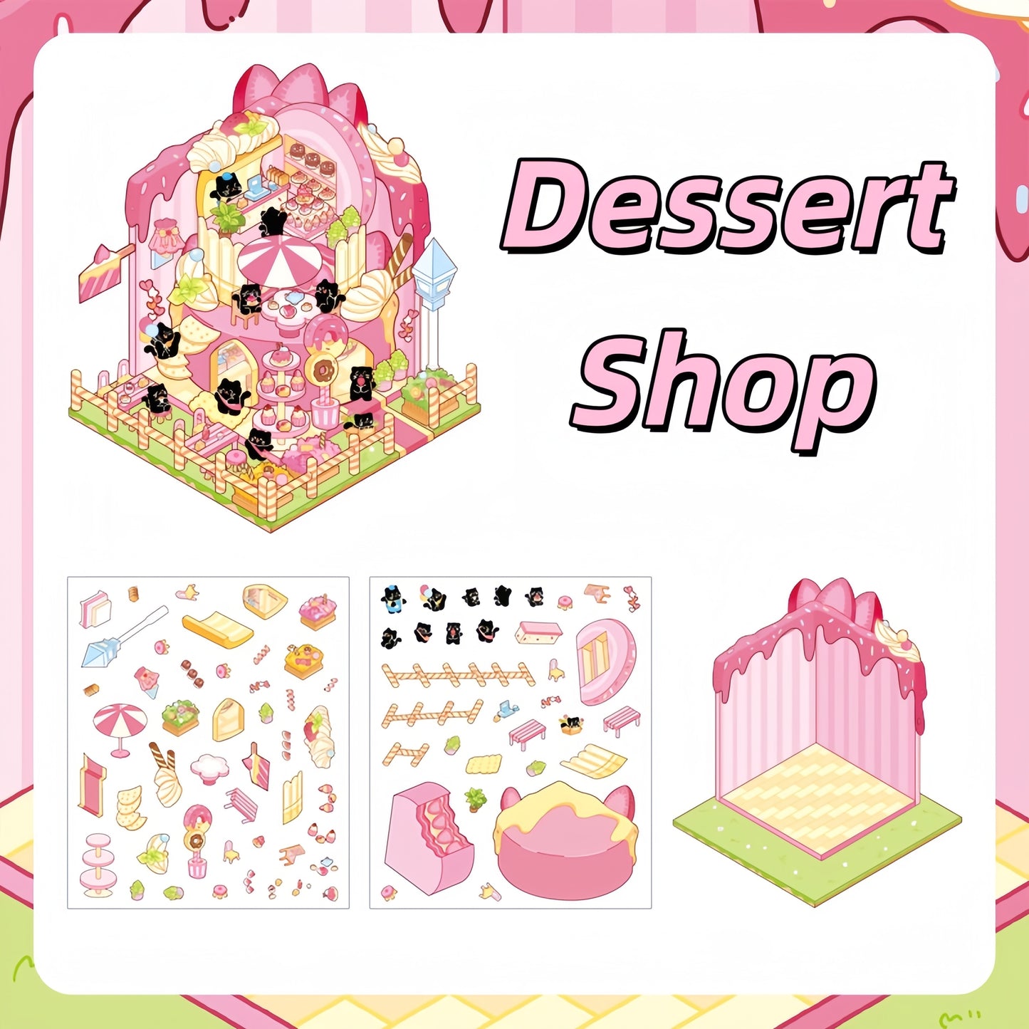 Sweet Shop 3D Sticker | 4 Cute Miniature Scenes