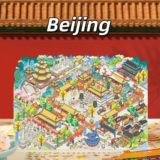 Wandering Through China 3D Sticker | 4 Cute Miniature Scenes