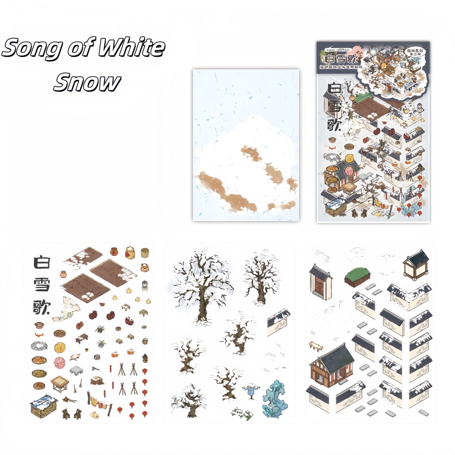 Seasons in Ink 3D Sticker | 4 Cute Miniature Scenes