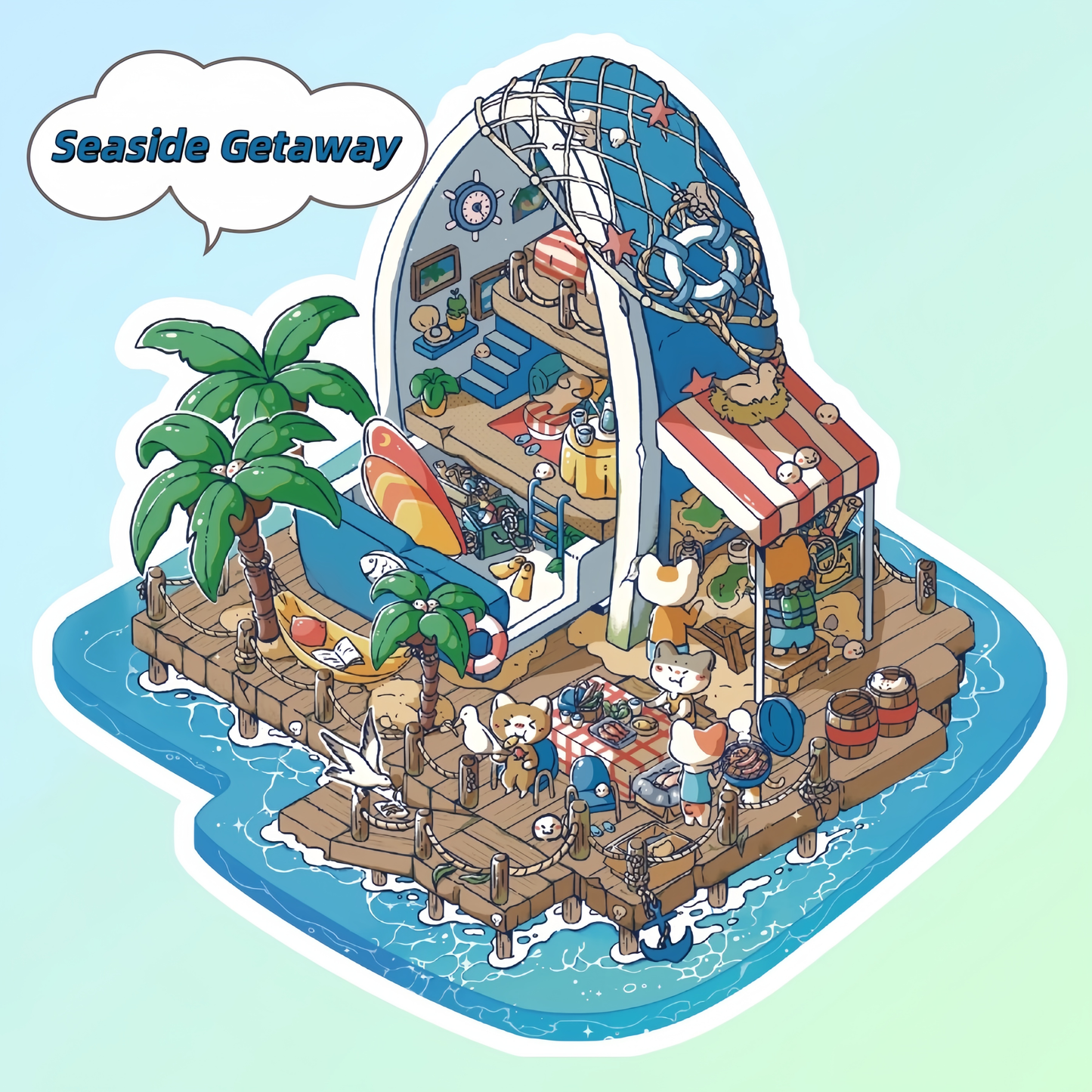 Time Workshop 3D Sticker | 5 Cute Miniature Scenes