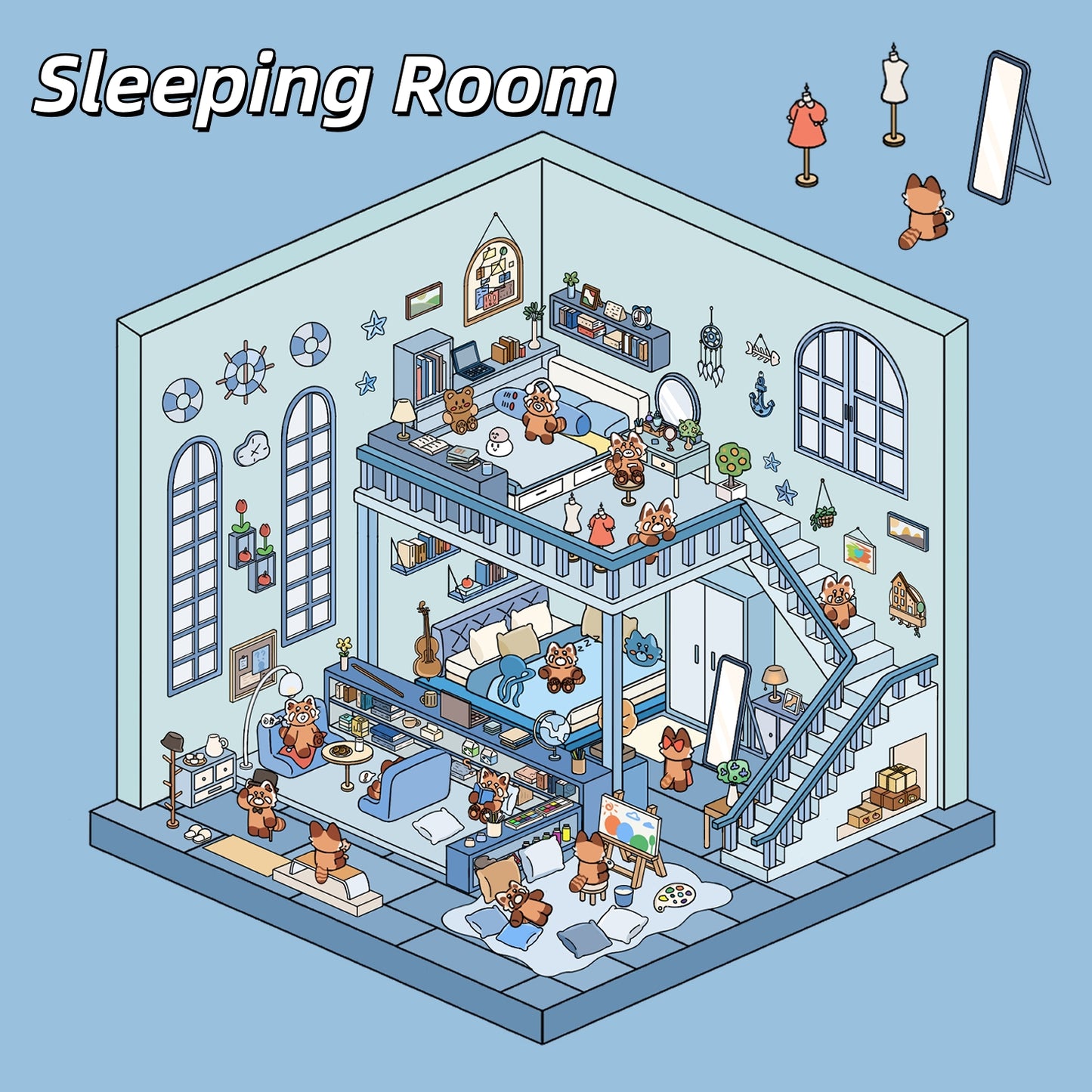 Life Party 3D Sticker Scenes | 4 Cute Miniature Sticker