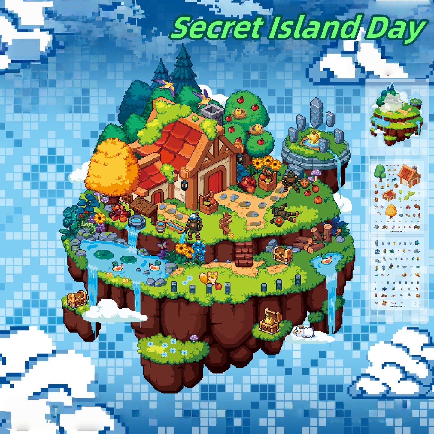 Pixel Landscaping 3D Sticker | 6 Cute Miniature Scenes