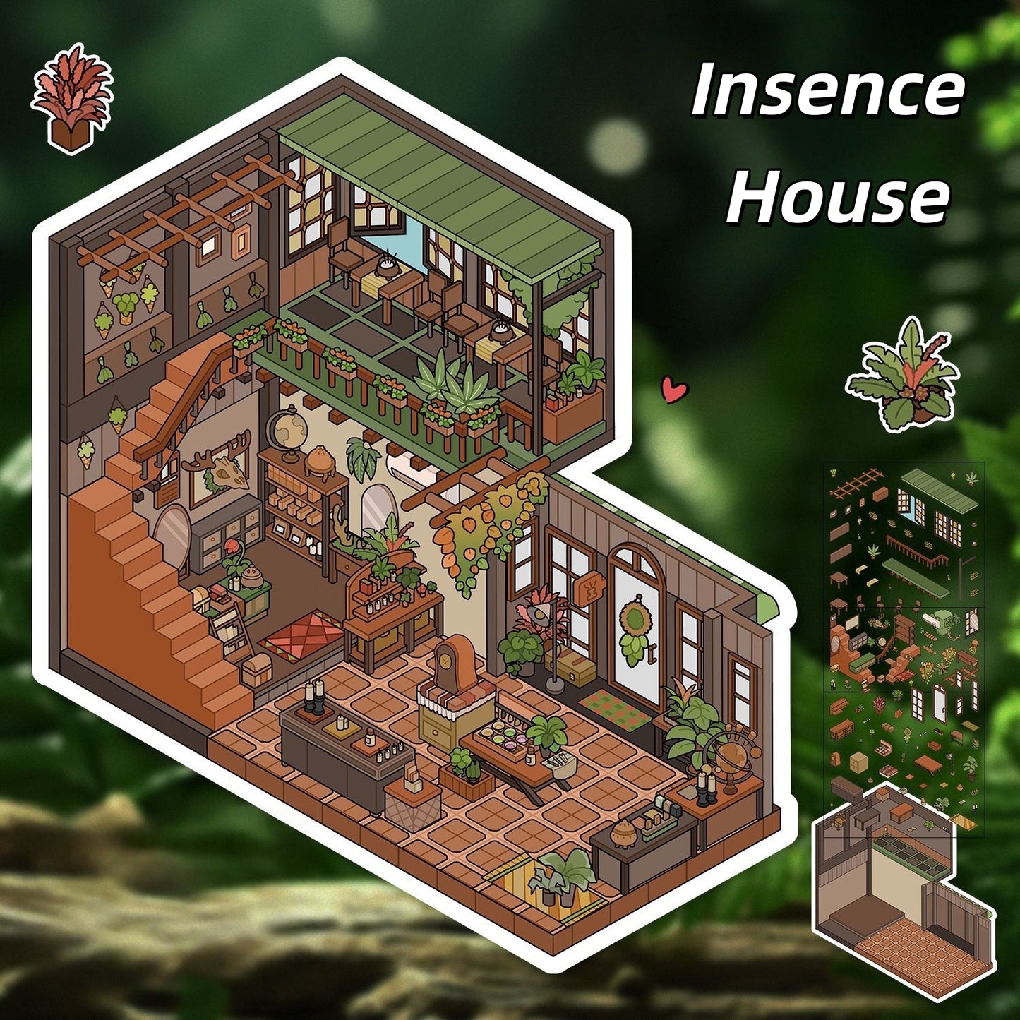 Dream House 3D Sticker | 2 Cute Miniature Scenes